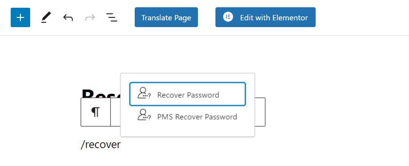 WooCommerce lost password Gutenberg block