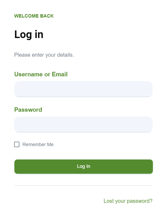 Lost password link on login page