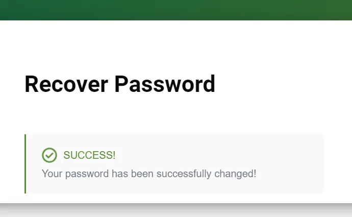 User password reset successful