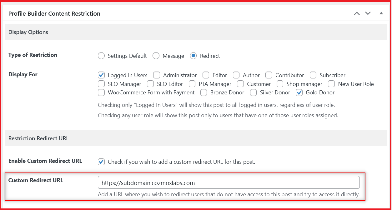 WordPress redirect page to subdomain