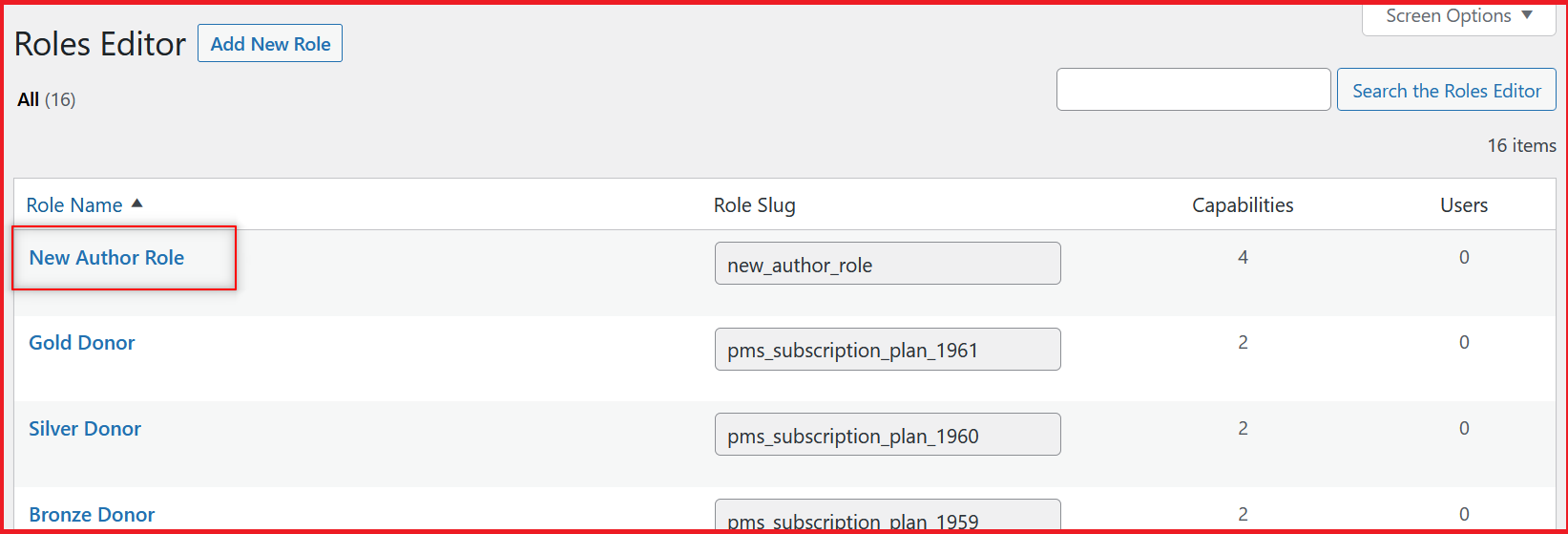 New user role created