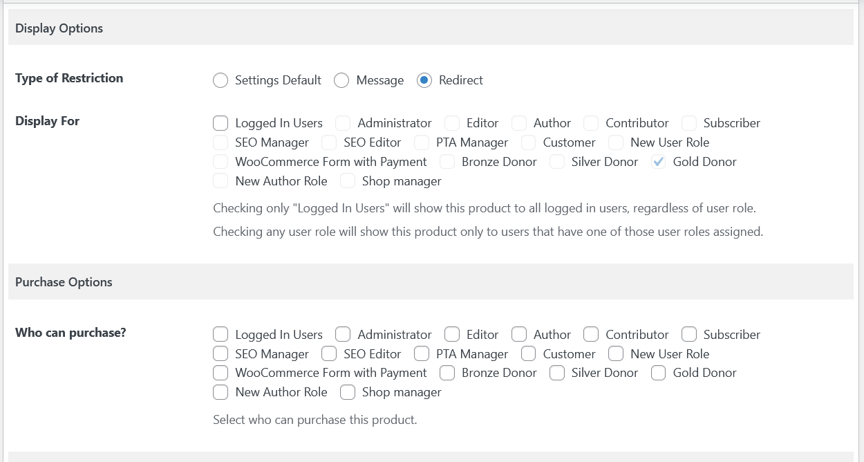 Restricting product purchased by user roles