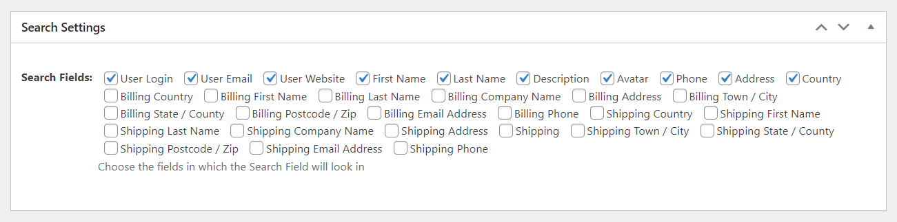 Setting up search fields for WordPress user listing
