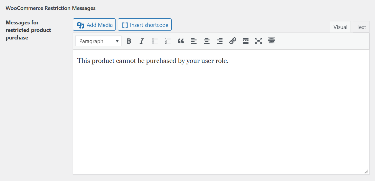 Custom restriction message for WooCommerce private products