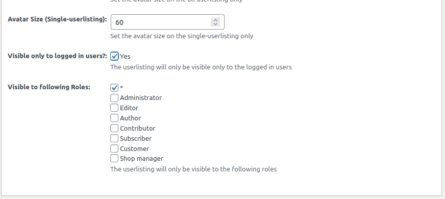 Image 8 shows where to select options to make the user listing visible to all or only selected users