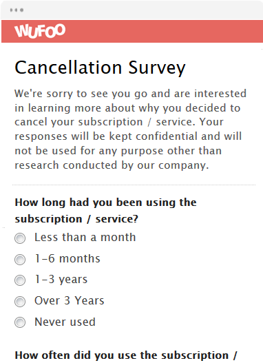 Cancellation survey questions example
