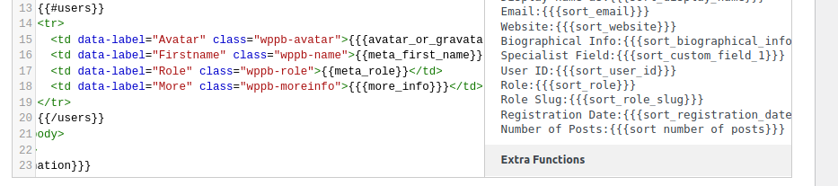 Image 13 shows how a header column 'number of posts' was removed from the member directory templates default columns