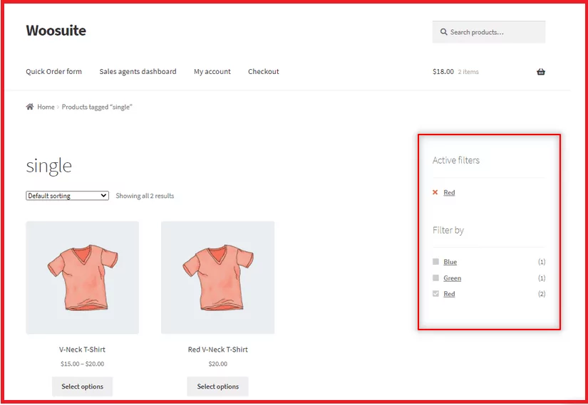 WooCommerce product variations on shop page with filters