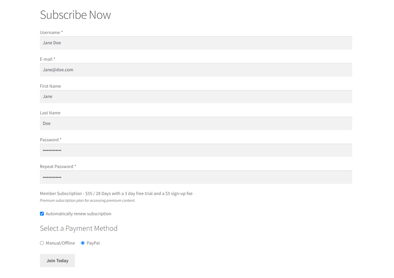 Subscription revenue model preview