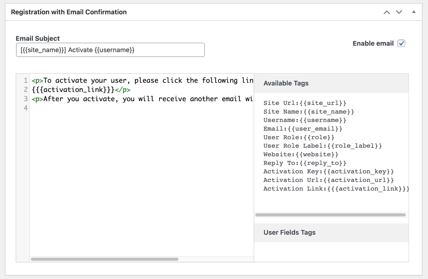 Profile Builder email customizer