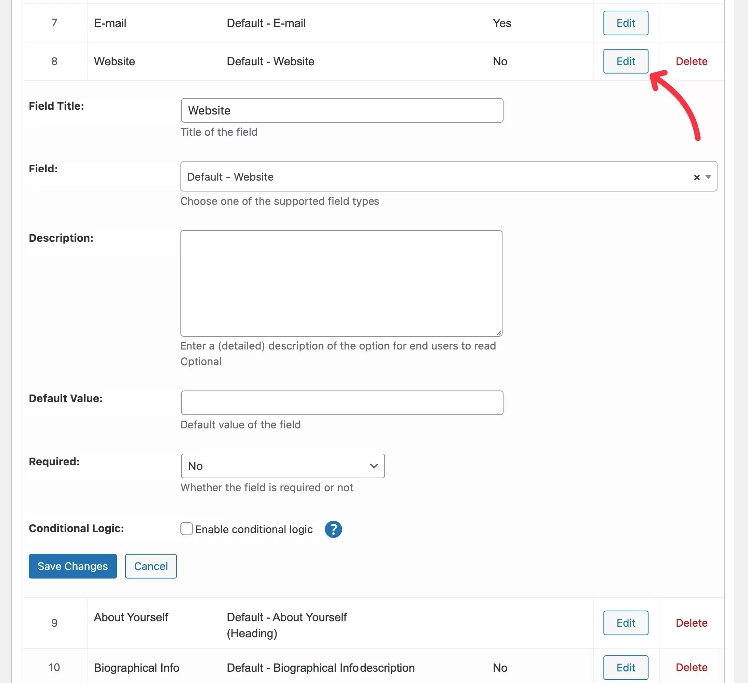 Customizing registration fields