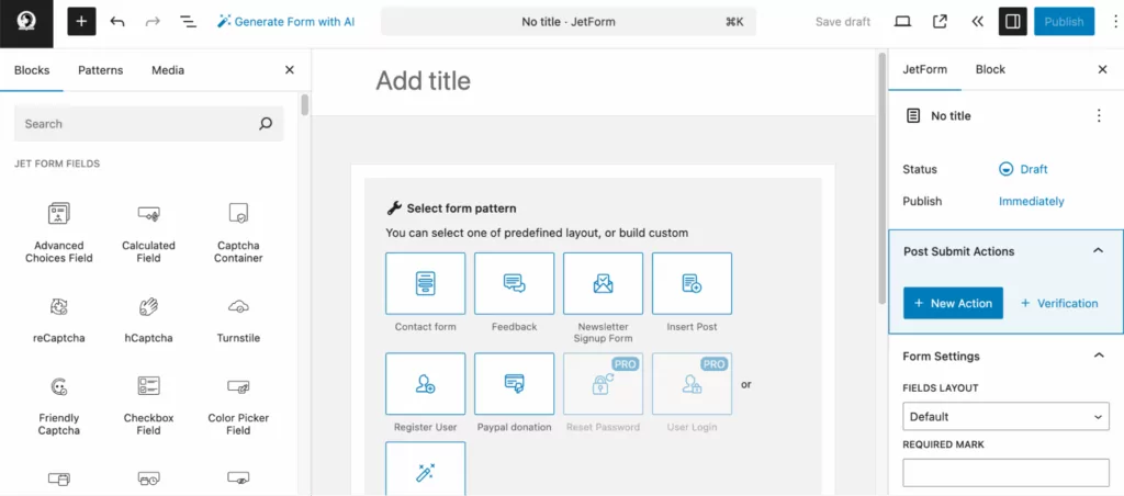 jetformbuilder form creation dashboard