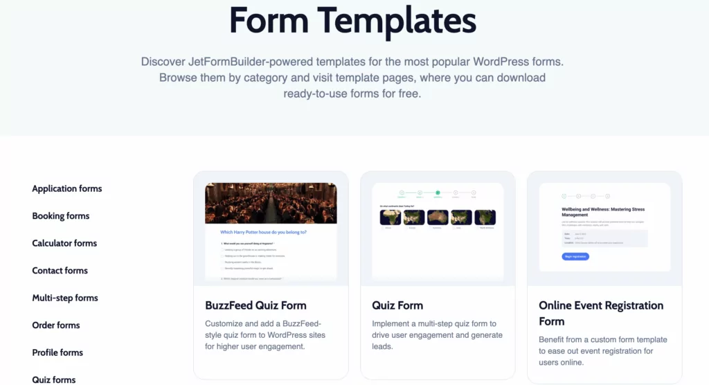 jetformbuilder ready-made templates
