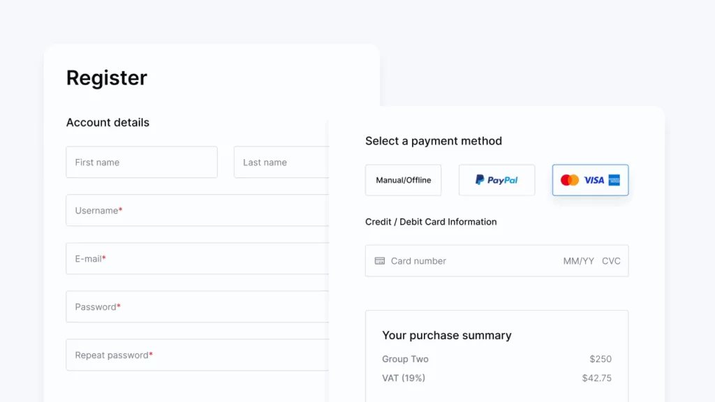 Paid Member Subscriptions Credit Card Payment Form
