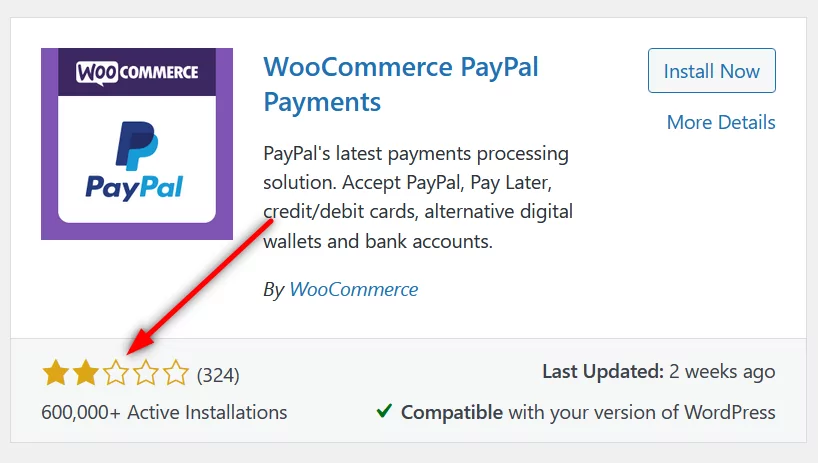 Bad user ratings on the WooCommerce PayPal Payments plugin