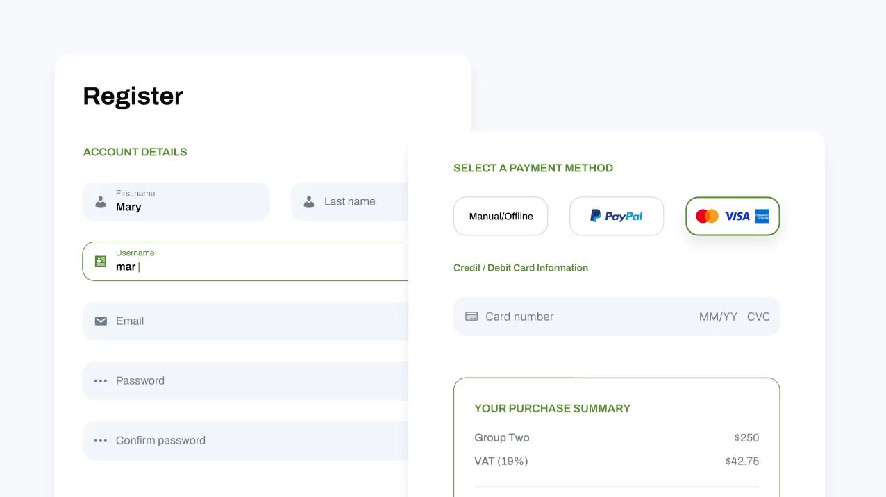 Registration form template