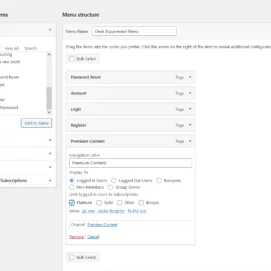 Restriction Settings of Navigation Menu Filtering for a Log In User