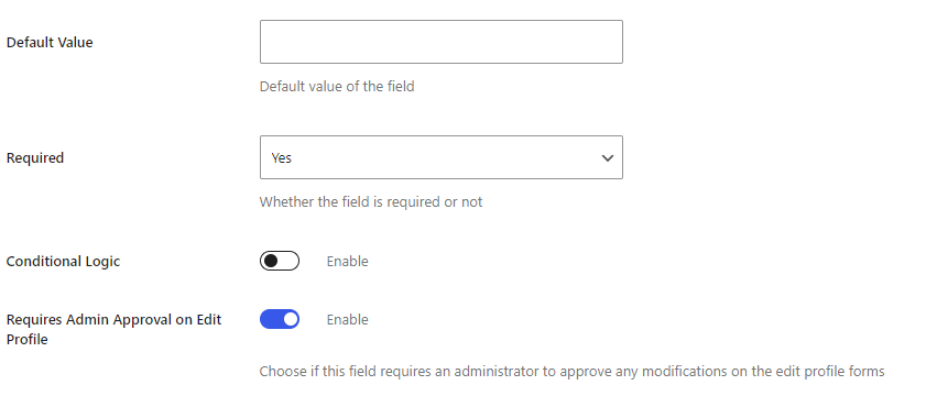 Enabling the edit profile approved by admin functionality