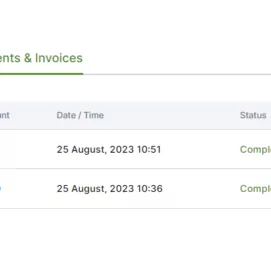Payments and Invoices from Account Page