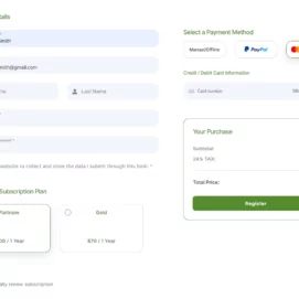 Register page with Stripe add-on