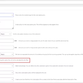 Subscription plan with tax exempt