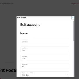 Front end iFrame Edit Profile form created with the Custom Profile Menus addon