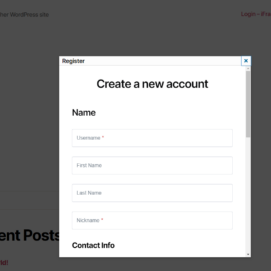 Front end iFrame Registration form created with the Custom Profile Menus addon