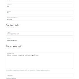 Front end edit profile form with the MailPoet field added