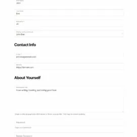 Front end Edit Profile form with social connect