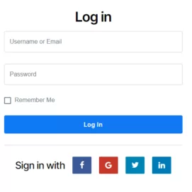 Front end Login form with social connect