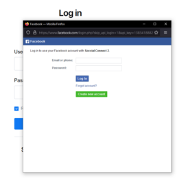 Front end social connect with a Facebook account
