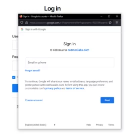 Front end social connect with a Google account