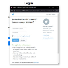 Front end social connect with a Twitter account