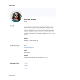 The Profile Builder Single User Listing displayed on the front end