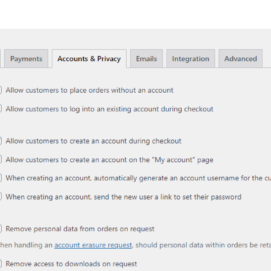 The location of the "Allow customers to create an account during checkout" WooCommerce setting