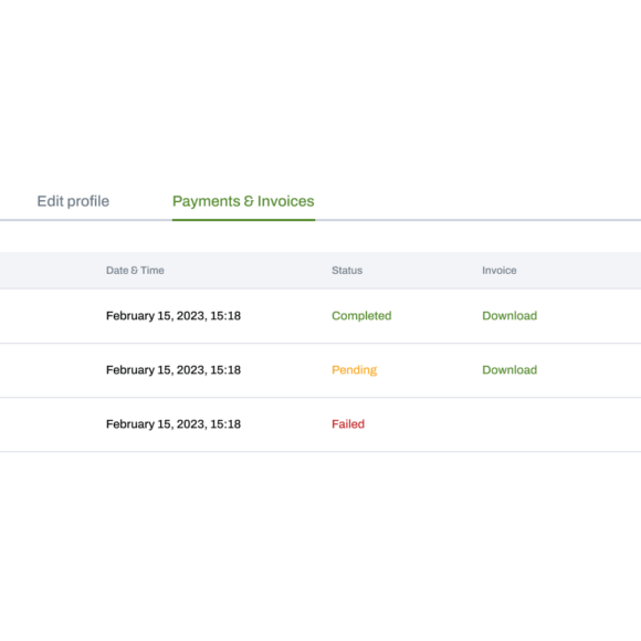 Account page with purchased plans