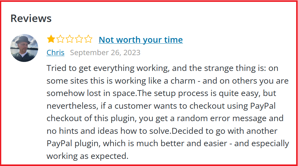 User review on WooCommerce PayPal Payments