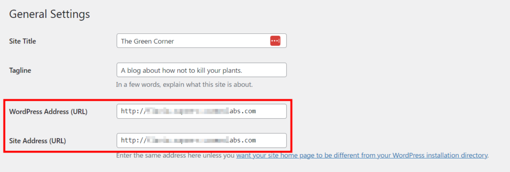 WordPress Address and Site Address