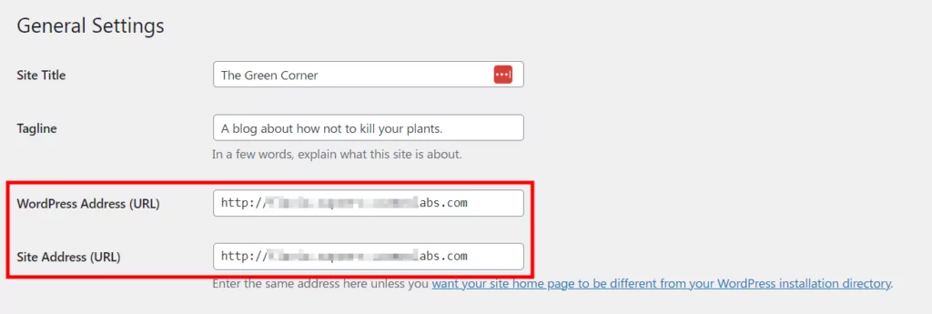 WordPress Address and Site Address