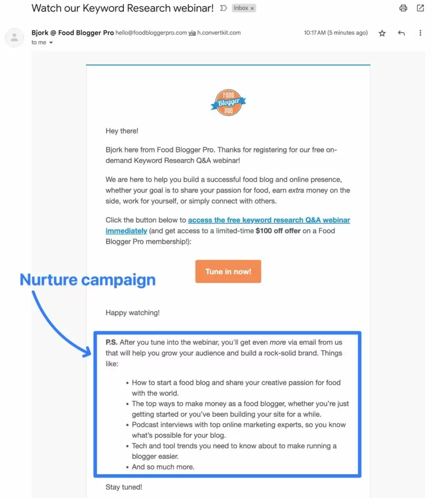 An example of implementing an email nurture campaign for your membership funnel
