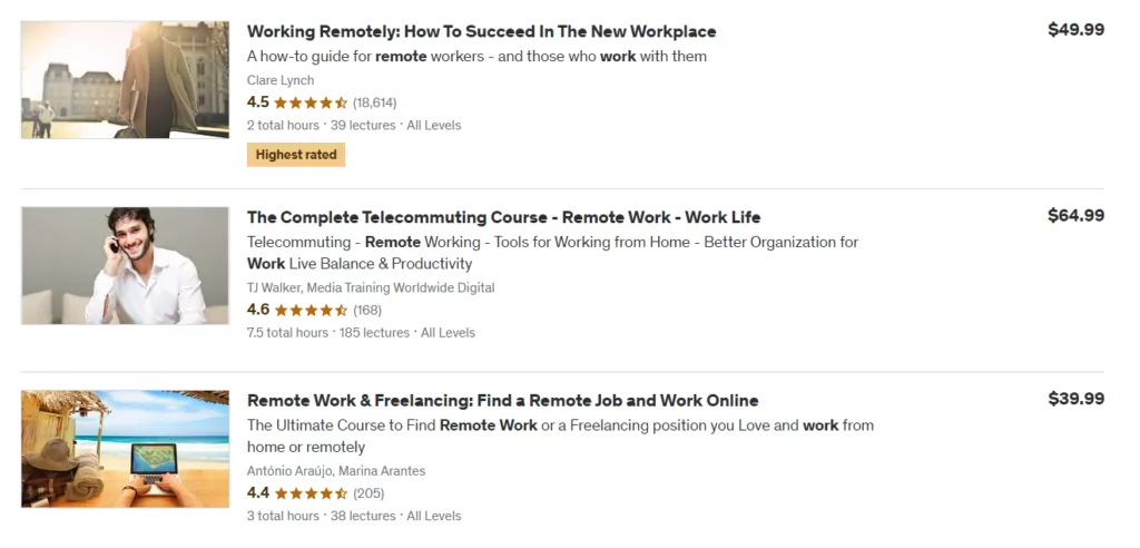 Courses on finding remote work