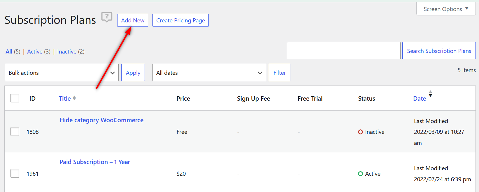 Create a subscription plan