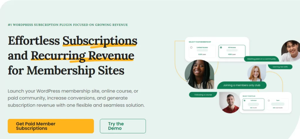 paid member subscriptions wordpress membership plugin to set woocommerce recurring payments