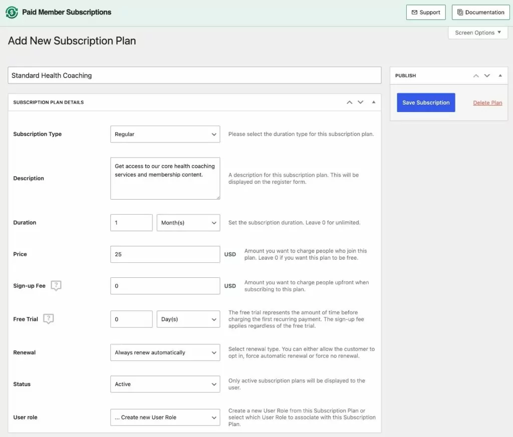 How to build a coaching website subscription plan in PMS