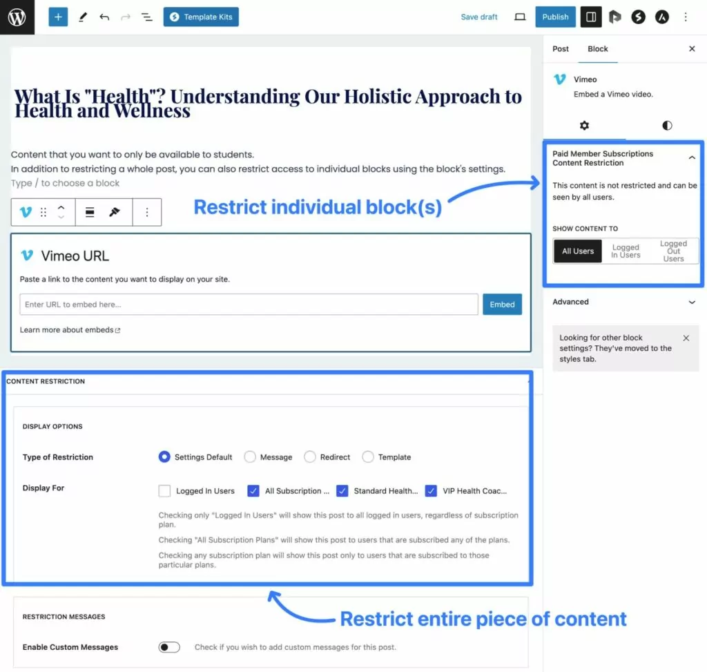 Restrict individual pieces of coaching membership content