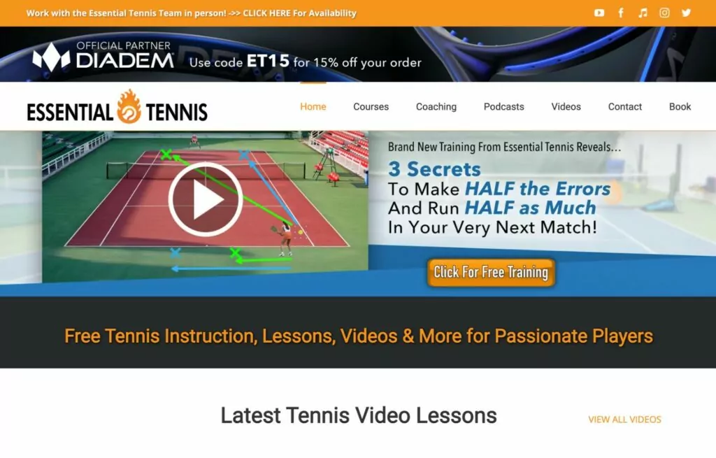Essential Tennis Academy is one of the best coaching websites for tennis players