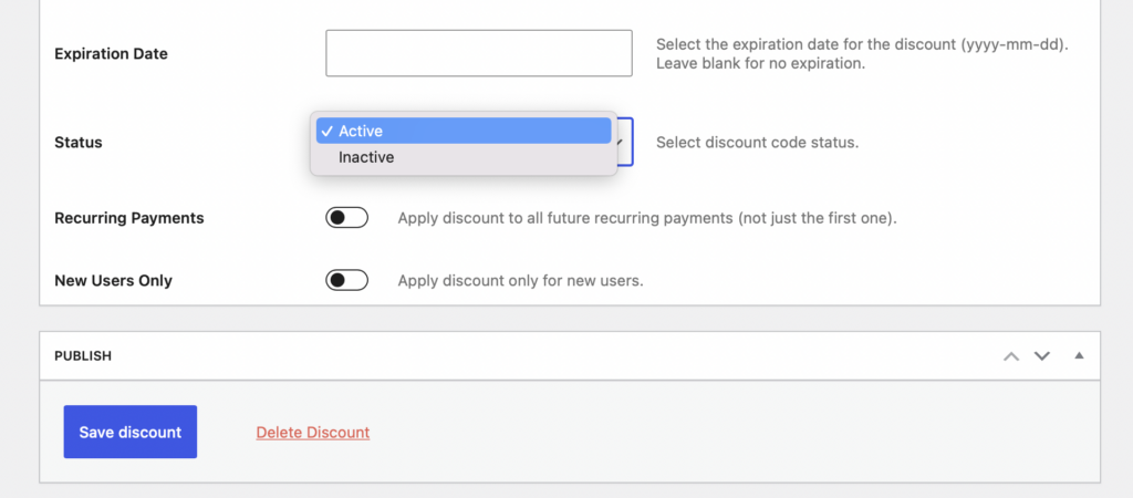 Activate membership discounts in Paid Member Subscriptions