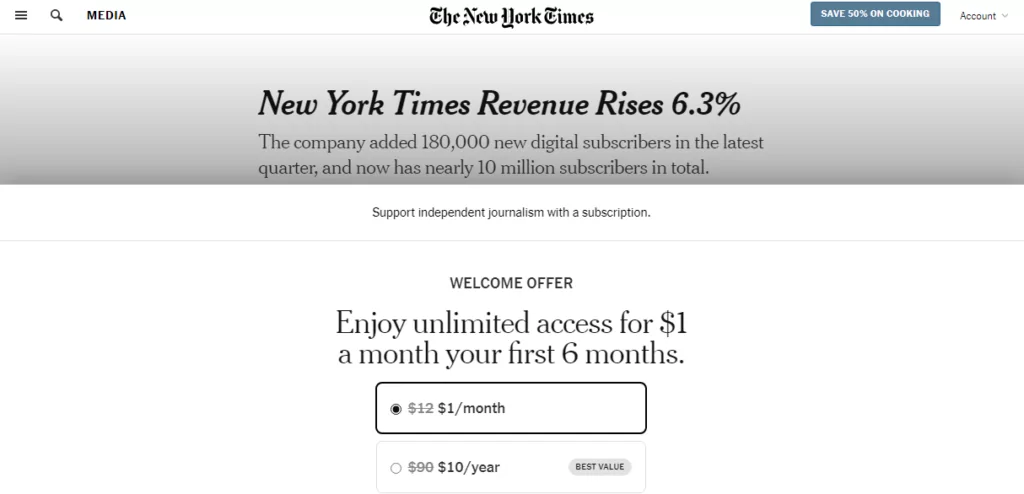 new york times membership paywall