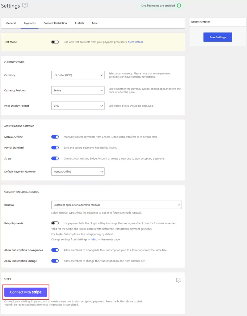 Stripe payments