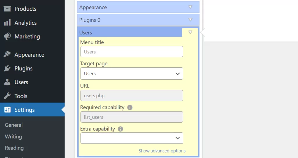 Modifying the Users menu in WordPress